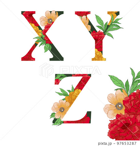Flower colorful alphabet. 97653287