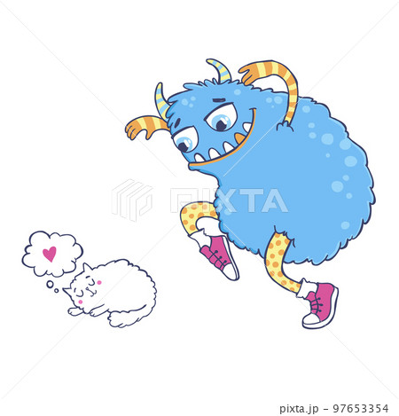 Cute monster illustration. 97653354