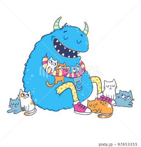 Cute monster illustration. 97653355