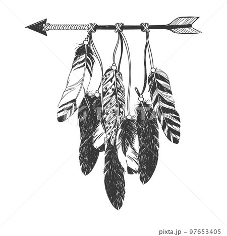 Native American Indian talisman Vector hand drawn hipster feathers Stock  Vector Vector And Low Budget Royalty Free Image Pic ESY043820324   agefotostock