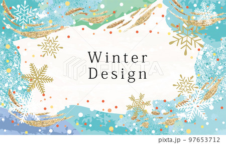 雪　冬のフレームイラスト背景 97653712
