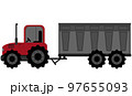 Tractor, red tractor trailer with container isolated on white background. Sowing season or Agriculture concept. vector illustration. 97655093