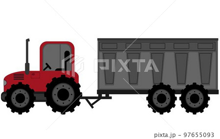 Tractor, red tractor trailer with container isolated on white background. Sowing season or Agriculture concept. vector illustration. Tractor, red tractor trailer with container isolated on white background. Sowing season or Agriculture concept. vector illustration. 97655093