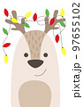 Christmas simple vector. Christmas deer and garlands on the horns 97655102