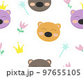 seamless pattern. head bear cartoon, illustrator set of cute animals cartoon character design. 97655105