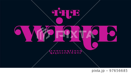 Flourish pink alphabet. Bold ornate serif font, fancy type for elegant restaurant logo, menu headline, wedding monogram, lettering, typography. Charming style letters, vector typographic design 97656685