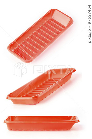 red plastic tableware food container isolated over the white background red plastic tableware food container isolated over the white background 97657404
