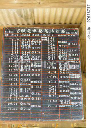 千葉県　銚子電鉄　外川駅　時刻表（黒板） 97658757