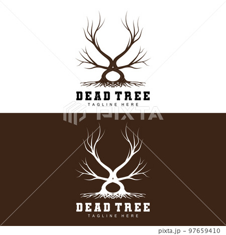 Tree Logo Design, Dead Tree Illustration, Wild Tree Cutting, Global Warming Vector, Earth Drought, Product Brand Icons 97659410
