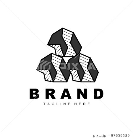 Stone Logo, Gem Line Stone Design, Diamond, Crystal, Simple Elegant, Product Brand Vector, Natural Stone Icon 97659589