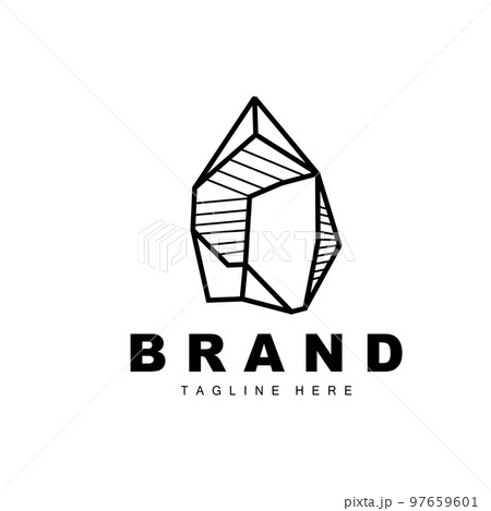 Stone Logo, Gem Line Stone Design, Diamond, Crystal, Simple Elegant, Product Brand Vector, Natural Stone Icon 97659601