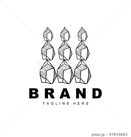 Stone Logo, Gem Line Stone Design, Diamond, Crystal, Simple Elegant, Product Brand Vector, Natural Stone Icon 97659605