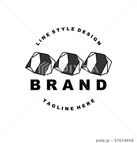 Stone Logo, Gem Line Stone Design, Diamond, Crystal, Simple Elegant, Product Brand Vector, Natural Stone Icon 97659608