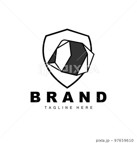 Stone Logo, Gem Line Stone Design, Diamond, Crystal, Simple Elegant, Product Brand Vector, Natural Stone Icon 97659610