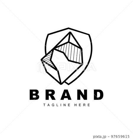 Stone Logo, Gem Line Stone Design, Diamond, Crystal, Simple Elegant, Product Brand Vector, Natural Stone Icon 97659615