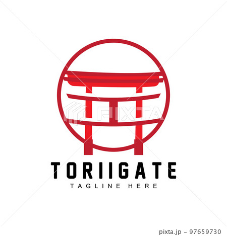 Torii Gate Logo, Japanese History Gate Icon Vector, Chinese Illustration, Wooden Design Company Brand Template 97659730