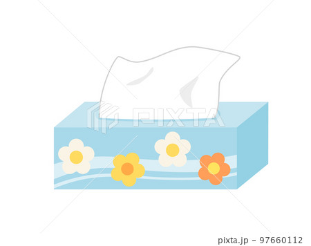 花柄のボックスにはいっているティッシュペーパーのイラスト 花柄のボックスにはいっているティッシュペーパーのイラスト 97660112