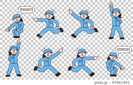 Female new worker pointing (handwritten color) Female new worker pointing (handwritten color) 97661941