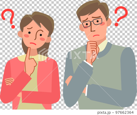 Worried couple's upper body 97662364