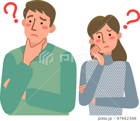 悩んでいる夫婦の上半身 97662366
