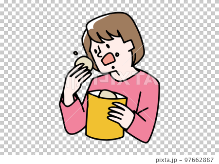 スナック菓子を食べる手が止まらない女性 97662887