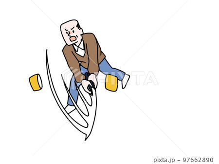 一刀両断している高齢男性 一刀両断している高齢男性 97662890