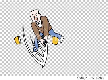 一刀両断している高齢男性 一刀両断している高齢男性 97662890