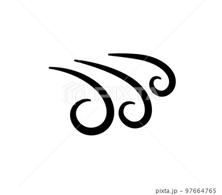 Hand drawn wind air flow icon. Free breath symbol. Fresh air flow sign. Doodle wind blow icons. Weather symbol. Climate design element. Vector illustration isolated on white background 97664765