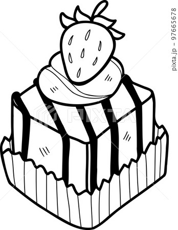 Hand Drawn Chocolate cupcakes with strawberries illustration 97665678