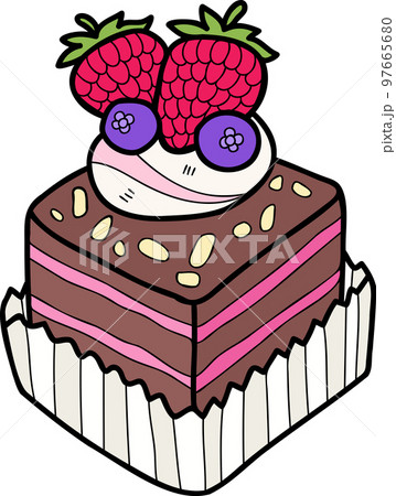 Hand Drawn Chocolate cupcakes with strawberries illustration 97665680