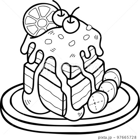 Hand Drawn Chocolate Cake with Lemon illustration 97665728