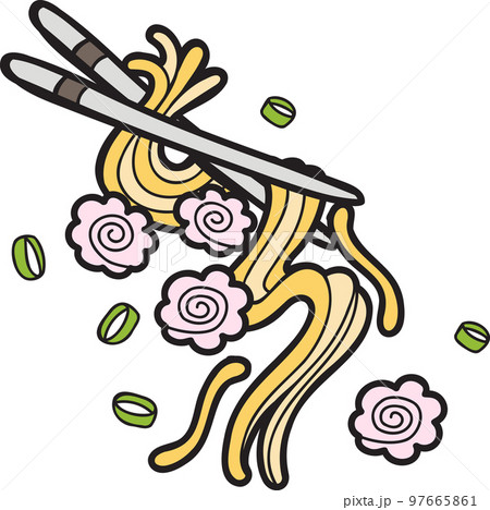 Hand Drawn noodles and chopsticks Chinese and Japanese food illustration 97665861