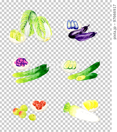 Set of vegetables and pickles Hand-drawn watercolor illustration material collection 97666917