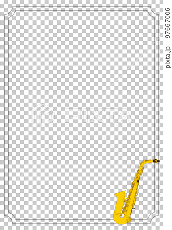 シンプルでかわいいサックスのイラストフレーム素材のイラスト素材