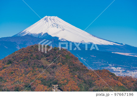 （静岡県）伊豆の国・守山展望台から望む、富士山 97667196