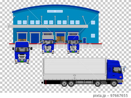 卡車在配送中心裝卸貨物 97667655