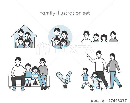 4人家族のイラストセット 4人家族のイラストセット 97668037