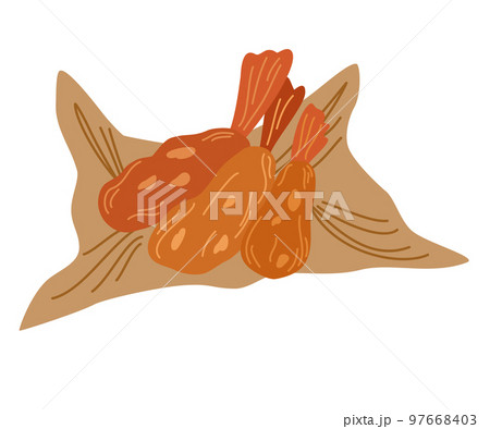 Breaded shrimp. Asian Food. Perfect for restaurant cafe and print menus. Vector hand draw cartoon illustration. Breaded shrimp. Asian Food. Perfect for restaurant cafe and print menus. Vector hand draw cartoon illustration. 97668403