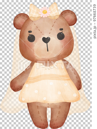 Cute Sweet Wedding Bride Teddy Bear Lady Cartoon Character