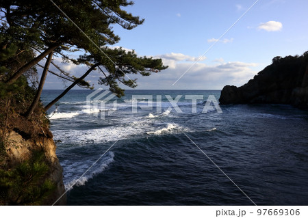 ロマンチック茨城（日立市十王町の鵜の岬、この地に渡来する海鵜が岐阜県の長良川の鵜飼になるという。） 97669306