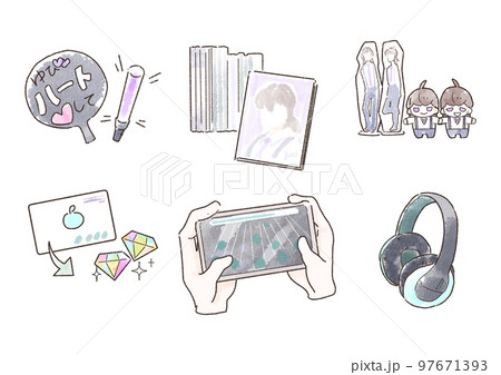 ヲタクの小物イラストセット 97671393