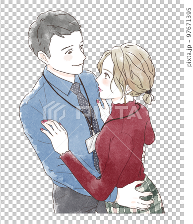 一對情侶擁抱的插圖 97671395