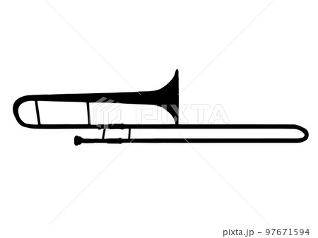 シンプルでおしゃれなトロンボーンのシルエットイラスト素材 シンプルでおしゃれなトロンボーンのシルエットイラスト素材 97671594