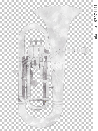 Simple and fashionable euphonium real watercolor illustration material 97674141