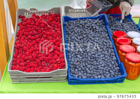 Raspberry Blueberry Fruits 97675435