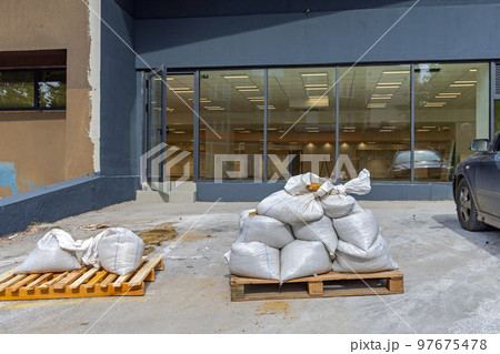 Sandbags at Pallets Sandbags at Pallets 97675478