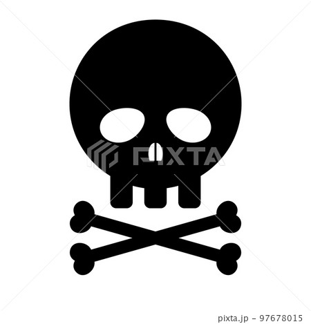 ドクロと骨のシルエットアイコン。海賊ドクロ。毒物。ベクター。 97678015