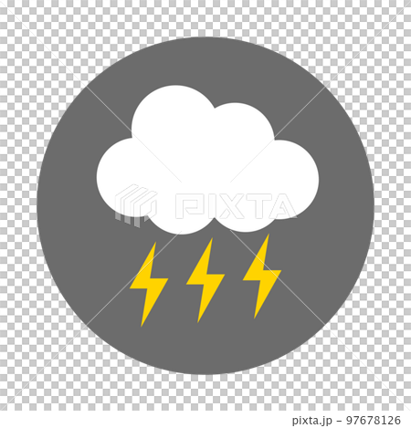 雲和閃電圖標。向量。 97678126