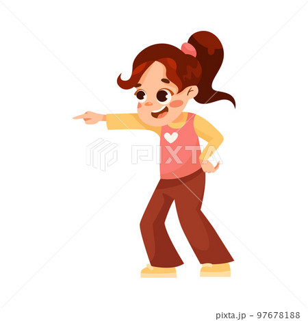 Little Girl Pointing Finger at Somebody Playing Hide and Seek Game and Having Fun Vector Illustration Little Girl Pointing Finger at Somebody Playing Hide and Seek Game and Having Fun Vector Illustration 97678188