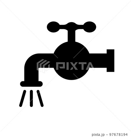 水道蛇口のシルエットアイコン。水の使用。ベクター。 97678194